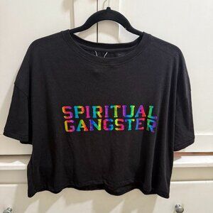 Spiritual Gangster rainbow logo crop women's small (Trevor Project collab)
